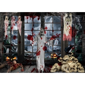 Spooky Dripping Skull Ghost Halloween Backdrop Party Decorations Background