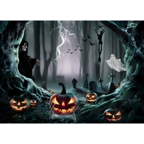 Scary Pumpkin Spooky Graveyard Halloween Backdrop Party Decorations Background