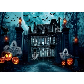 Scary Hunted Castle Spooky Ghost Halloween Backdrop