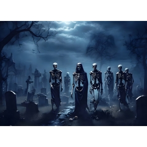  Night Spooky Skull Scary Graveyard Halloween Backdrop Party Decorations Background