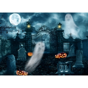 Spooky Ghost Cemetary Gate Halloween Backdrop Party Decorations Background