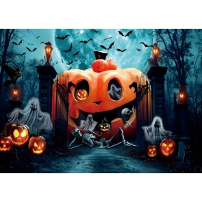  Scary Pumpkin Skull Skeleton Ghost Spooky Halloween Backdrop