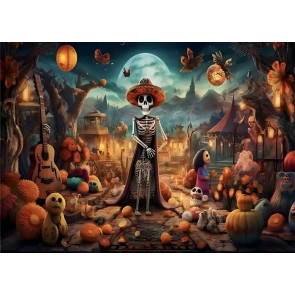 Day of the dead Scary Skull Skeleton Spooky Halloween Backdrop