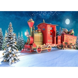 Santa's Christmas Express Speeds Through The Snowy Night Forest Christmas Backdrop