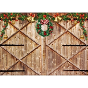 Christmas Wreath Decoration Wood Wall Rustic Christmas Backdrop