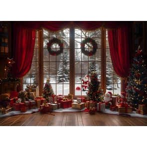 Winter Snow Christmas Window Backdrop Studio Party Decoration Background