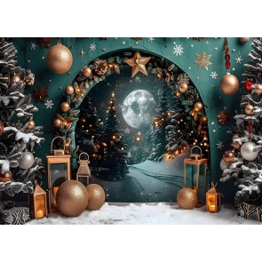 Indoor Palace Mural Christmas Tree Backdrop New Year Decoration Background