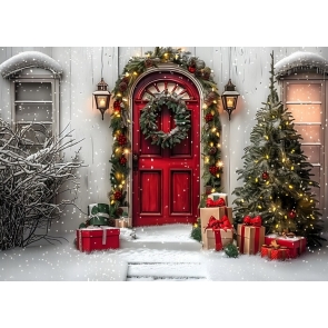 Home Entrance Christmas Tree Backdrop New Year Decoration Background