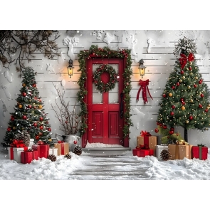 Home Entrance Christmas Tree Backdrop New Year Party Decoration Background