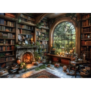 Vintage Antique Bookshelves Shelved Literature Bookstore Backdrop Photography Party Background