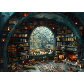 Antique Bookshelves Bookstore Backdrop Vintage Shelved Literature Photography Party Background