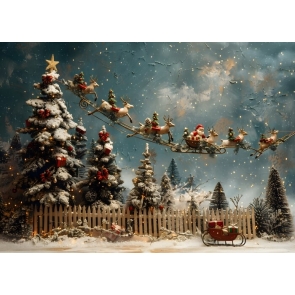 Santa's  Flying Backdrop Christmas Party Decoration Background
