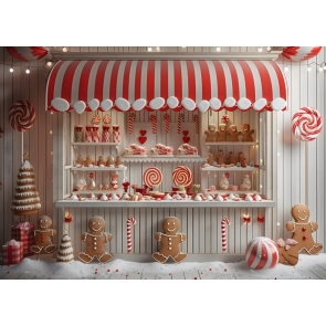Santa's Gingerbread Shop Backdrop Party Decoration Background