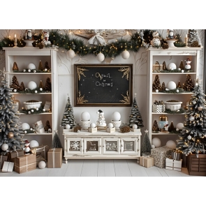 White Christmas Cabinet Backdrop Party Decoration Background