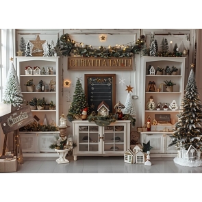 Red White Christmas Cabinet Backdrop Party Decoration Background