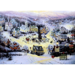 Snow Covered Town Merry Christmas Background For Stage Backdrop