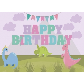 Kids Happy Birthday Cartoon Dinosaur Backdrop Cake Table Banner Photography Background