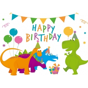 Children Gilrs Boys Happy Birthday Cartoon Dinosaur Backdrop Cake Table Banner Photography Background