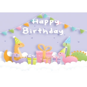 Cartoon Dinosaur Backdrop Children Gilrs Boys Happy Birthday Photography Background