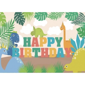 Cartoon Dinosaur Backdrop Gilrs Boys Kid Happy Birthday Photography Background