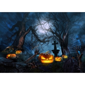 Scary Cemetery Pumpkin Halloween Backdrop Party Stage Photography Background