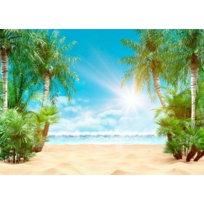 Summer Sunshine Tropical Summer Palm Tree Ocean Beach Backdrop