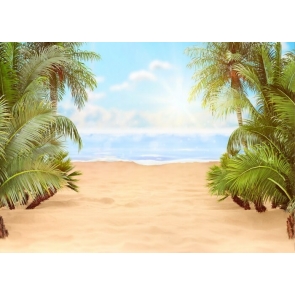 Palm Tree Leaves Sandy Beach Backdrop Party Photography Background