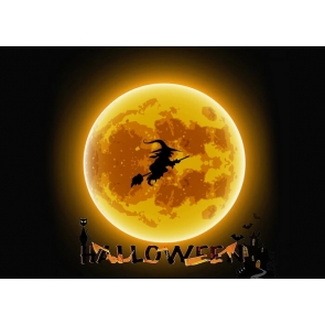 Golden Moon Witch Flight Halloween Backdrop Stage Party Photography Background