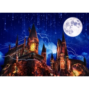 Lightning Moon Old Castle Halloween Backdrop Stage Party Photography Background