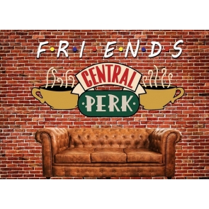 Red Brick Wall Sofa Coffee Friends Central Perk Backdrop Photo Booths Studio Background