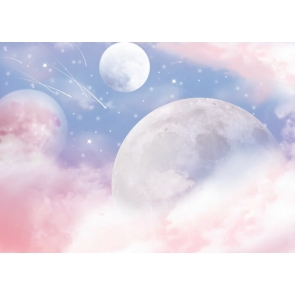 Pink Cloud Moon Starry Sky Backdrop Photography Background