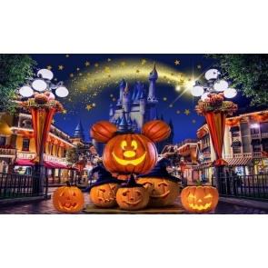 Lovely Pumpkin Castle Halloween Backdrop Stage Party Photography Background
