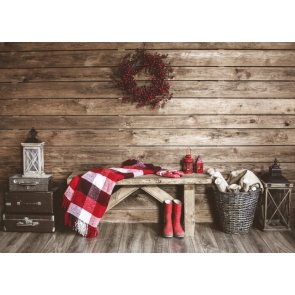 Simple Wood Floor Wall Christmas Backdrop Photo Booths Studio Photography Background