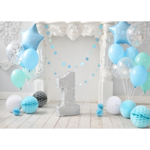 Balloon Theme Baby First 1st Happy Birthday Backdrop Cake Smash Decoration Background