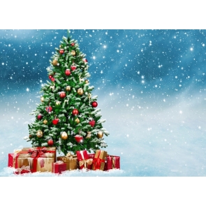 Snow Falling Christmas Tree Background Merry Christmas Party Backdrop