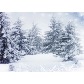 Winter Snow Covered Woods White Christmas Backdrop For Stage