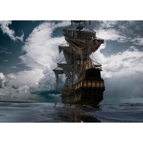 Scary Pirate Ship Backdrop Halloween Stage Party Background