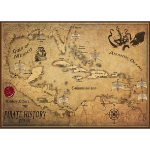 Pirate Treature Island Map Backdrop Party  Background Banner Poster