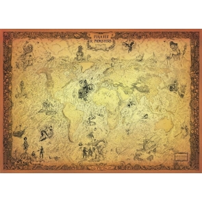 Pirate Treasure Map Backdrop Birthday Party Background Banner Poster