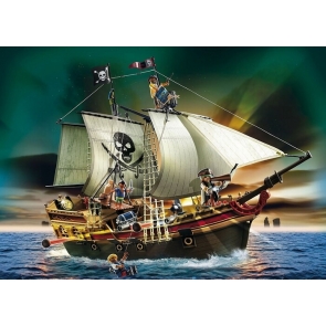 Cartoon Pirate Ship Backdrop Kids Birthday Party Background Banner Poster