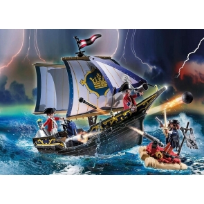 Cartoon Pirate Navigation Ship Backdrop Kids Birthday Party Background Banner Poster
