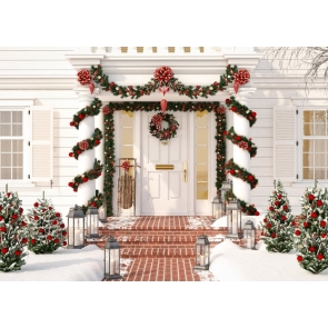 Luxury Villa Garden Christmas Tree Background Christmas Backdrops For Stage