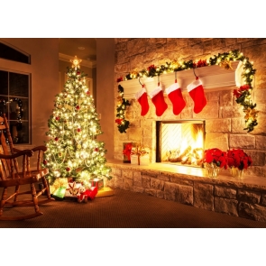 Lighted Christmas Tree Background Christmas Party Backdrop