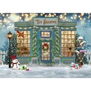 Christmas Toy Shop Backdrop Window Bokeh Photography Background