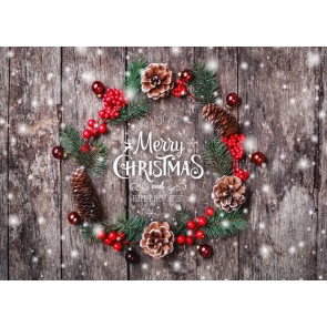 Pinecone Christmas Tree Branch Wood Board Merry Christmas Backdrop