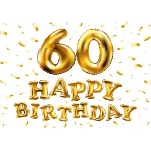 Golden Balloon 60th Happy Birthday Party Backdrop Photography Background