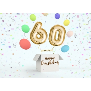 Golden Balloon 60th Happy Birthday Party Booth Backdrop Photography Background