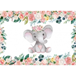 Elephant Baby Shower Birthday Party Backdrop Photography Background Prop