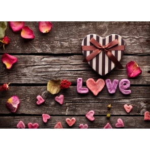 Valentine's Day Backdrop Lovely Sweetheart Love Wood Background