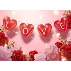 Red Heart Shaped Balloon Love Valentines Day Backdrop Party Photography Background